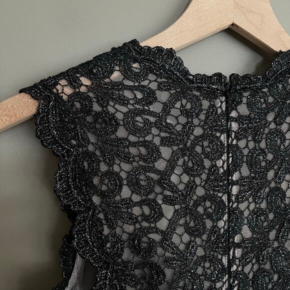 NWT Xscape Lace Taffeta Mermaid Gown Black Size 8‎ Maxi Dress Metallic Elegant - Picture 11 of 16